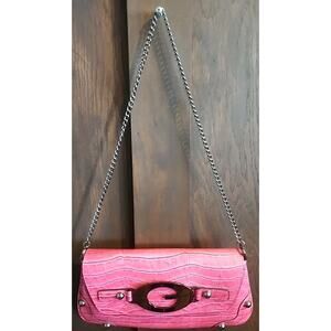 Vintage Hot Pink Guess Y2K 90s 2000s Studded Shoulder Bag Purse Monogram Chain